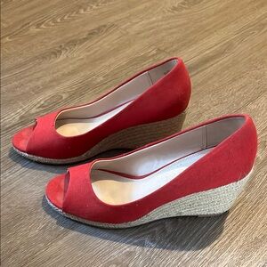 Kelly & Katie Women’s Red Open-Toe Wedge
